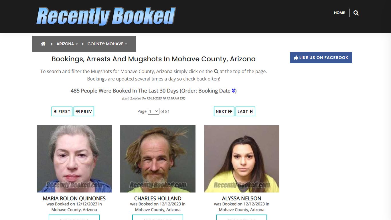 Recent bookings, Arrests, Mugshots in Mohave County, Arizona